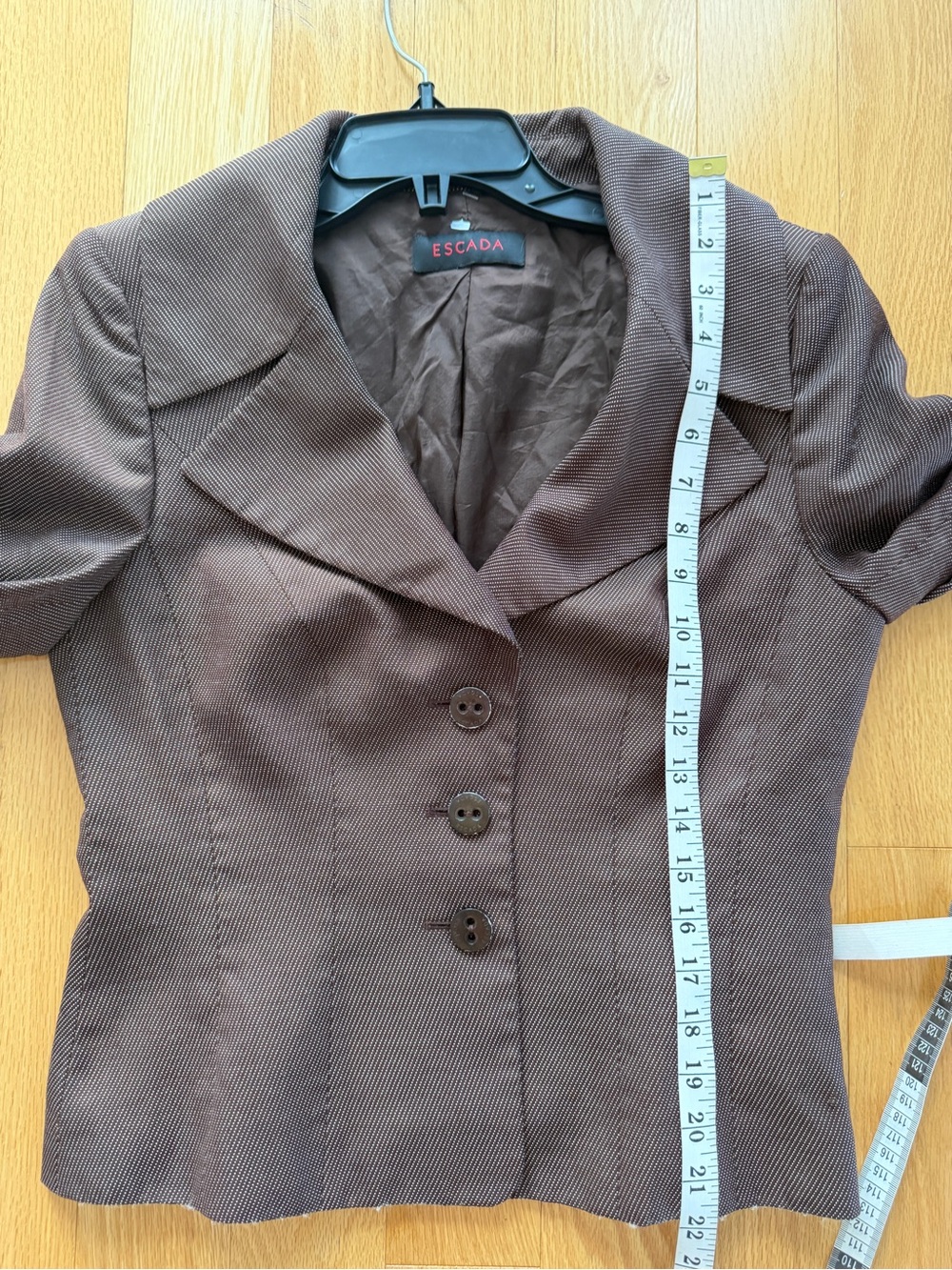 Escada Brown Micro Textured Wool Silk Tailored Blazer Quiet Luxury M - Picture 11 of 16